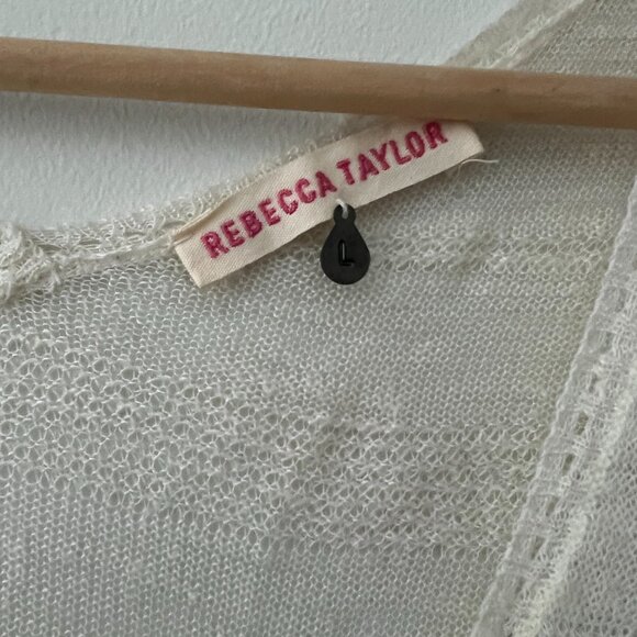 Rebecca Taylor High Low V Neck Cream Light Sweater - Picture 3 of 4